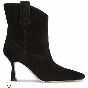 Sam Edelman Women's Moe Pointed-Toe Pull-On Western Boots Black Suede Sz 9.5
